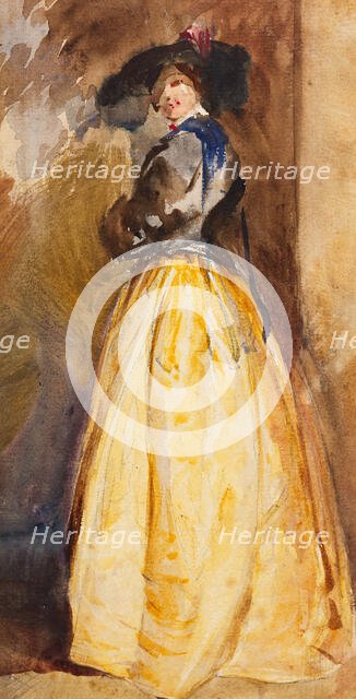 Young Woman in a Yellow Skirt and Black Hat, c1820s. Creator: David Cox the Elder.