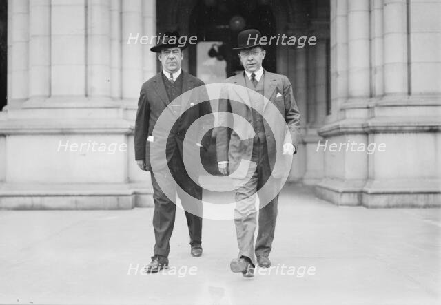 Governor Glynn leaving Capitol, Sec'y Tierney, 1913 or 1914. Creator: Bain News Service.