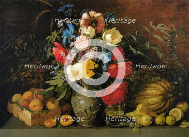 Flowers and fruits, 1839. Artist: Khrutsky, Ivan Phomich (1810-1885)