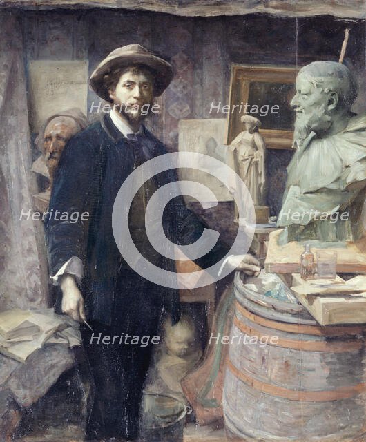 Portrait de Jean Carriès dans son atelier, between 1886 and 1887. Creator: Louise Catherine Breslau.