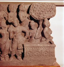 Panel from The Bodhimanda, Buddha prepares for enlightenment, c2nd-3rd century Artist: Unknown.