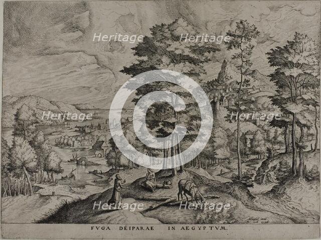 Flight into Egypt, from The Large Landscapes, 1555/56. Creator: Johannes van Doetecum I.