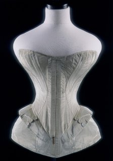 Blue silk moire corset, 1851. Artist: Anne Roxy Caplin 