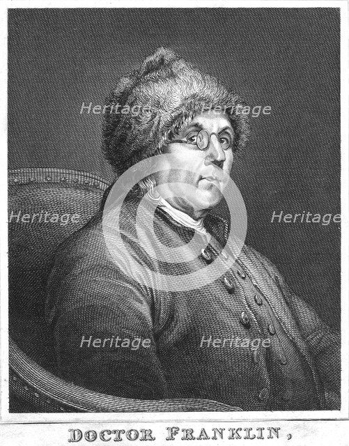 Benjamin Franklin, American scientist, inventor and statesman, late 18th century Artist: Unknown