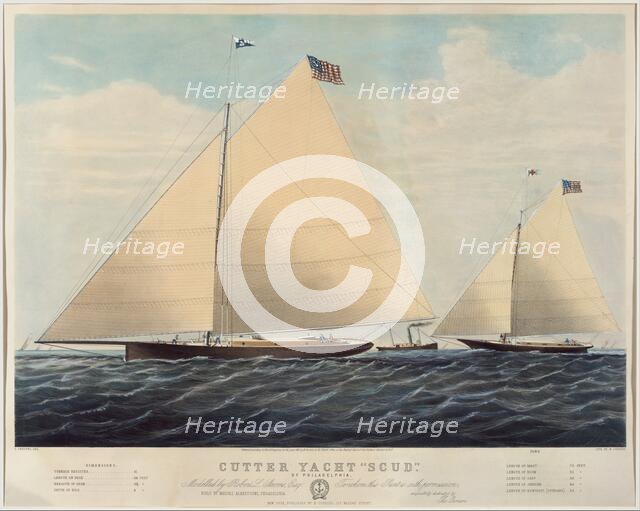 Cutter Yacht "Scud" of Philadelphia - Modelled by Robert L. Stevens, Esq., 1855. Creator: Nathaniel Currier.
