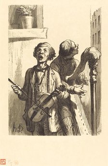 Les Chanteurs de rue, 1862. Creator: Charles Maurand.
