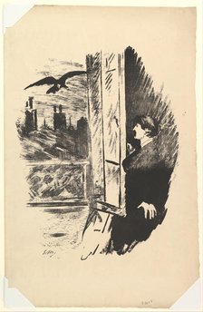Open Here I Flung the Shutter. Illustration to The Raven by Edgar Allan Poe, 1875. Creator: Edouard Manet.