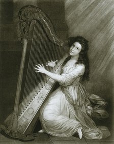 'Pedal harp with hook action; coloured engraving from the end of the eighteenth century', 1948. Artist: Unknown.