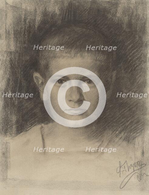 Study of a boy, around 1920. Creator: Ladislav Treskon.