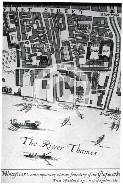 Map of London featuring Whitefriars, 1682 (1930).Artist: Morden & Lea