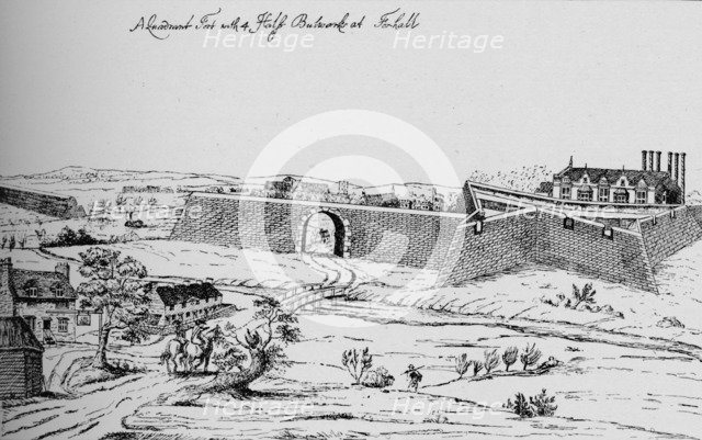 'The Fort at Vauxhall erected for the defence of London during the Civil War', c1810, (1912). Artist: Unknown.