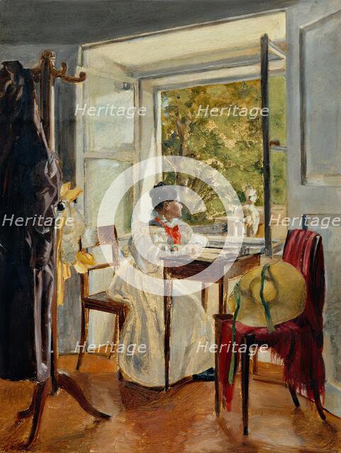 Marie Krafft at the desk, 1830. Creator: Johann Peter Krafft.