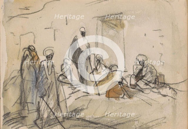 Street with figures in Luxor, 1919. Creator: Marius Bauer.