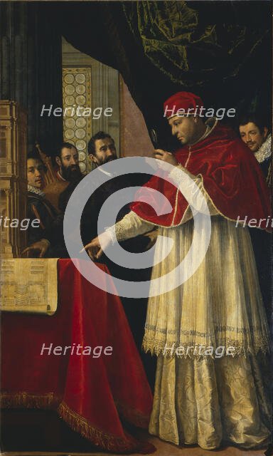 Michelangelo shows Pope Leo X and Cardinal Giulio de' Medici (later Pope Clement VII)..., 1618-1619. Creator: Jacopo da Empoli (Chimenti) (1551-1640).