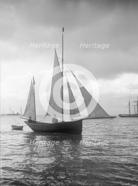 Small yawl under sail, 1912. Creator: Kirk & Sons of Cowes.