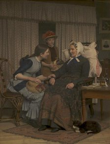 Visit to a sick old woman, 1884. Creator: Frederik Vermehren.