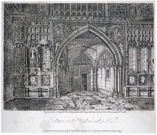 View of the entrance to Westminster Hall, London, 1809.                                     Artist: John Greig