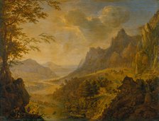 Mountainous Landscape with a River, in the Foreground a Village with Several Boats..., c1659-1660. Creator: Herman Saftleven the Younger