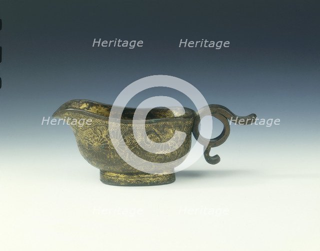 Gilt bronze vessel with ring handle, late Ming dynasty, China, 1550-1644. Artist: Unknown