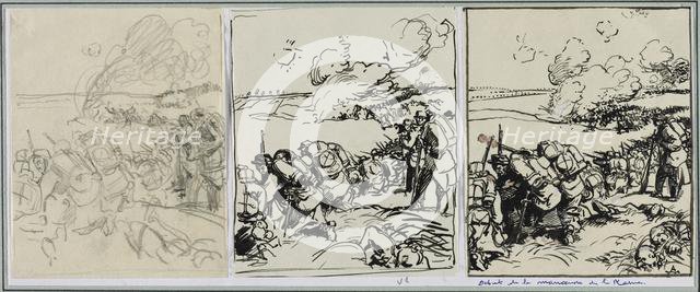 Dêbut de la manoeuvre de la Marne, 1914. Creator: Auguste Louis Lepère (French, 1849-1918).