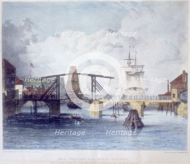 Whitby harbour, Yorkshire, at the mouth of the river Esk, c1833. Artist: Unknown