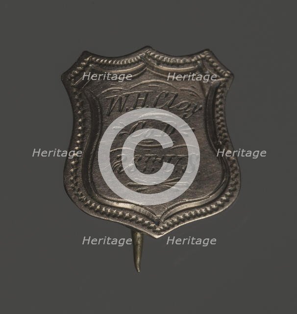 Shield-shaped identification pin for William H. Clay, 1864-65. Creator: Unknown.