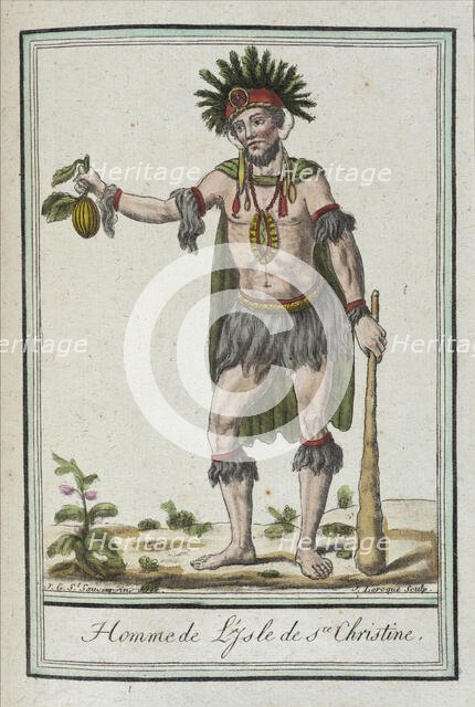 Costumes de Differents Pays, 'Homme de l'Isle de Ste. Christine', c1797. Creators: Jacques Grasset de Saint-Sauveur, LF Labrousse.