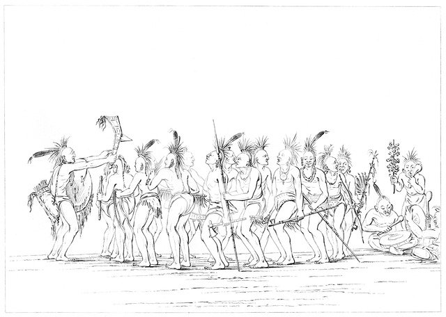 Slave dance, Sac and Fox, Rock Island, Upper Mississippi, 1841.Artist: Myers and Co