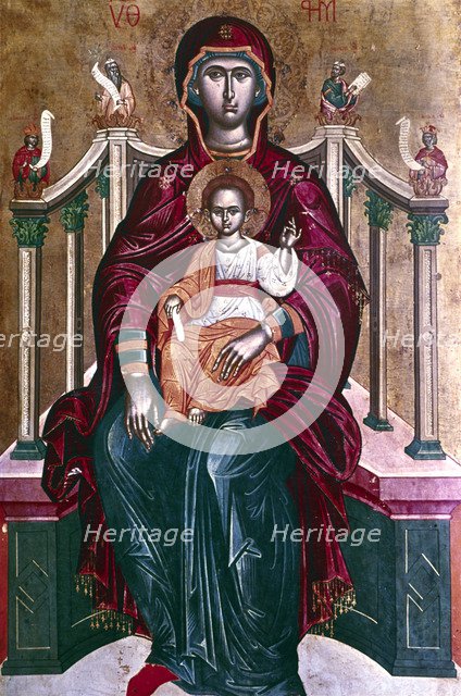 Virgin and Child icon, 1664. Artist: Emmanuel Tzanes