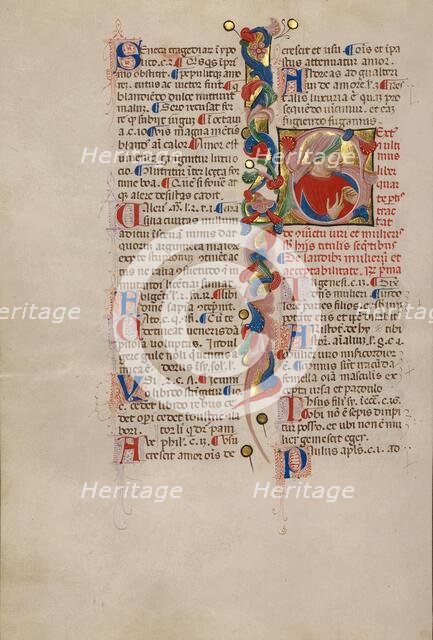 Initial S: Bust Portrait of a Young Man; Compendium moralium notabilium, early 15th century. Creator: Cristoforo Cortese.