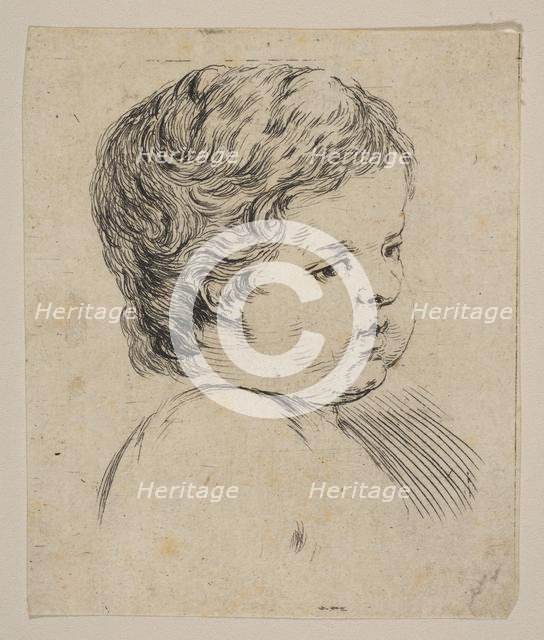 Plate 12: head of a child, from 'The Book for Learning to Draw' (Livre pour apprendre ..., ca. 1649. Creator: Stefano della Bella.