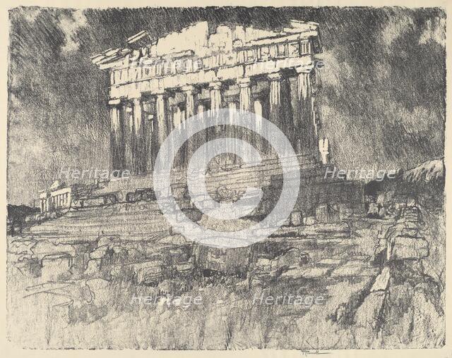 The Facade of the Parthenon, Sunset, 1913. Creator: Joseph Pennell.