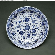 Blue and White 'Floral' Dish, Ming dynasty (1368-1664), Yongle period (1403-1425). Creator: Unknown.