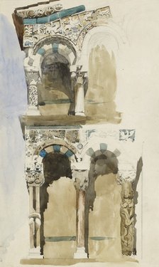 Part of the Facade of the destroyed Church of San Michele in Foro, Lucca, 1846. Artist: John Ruskin.