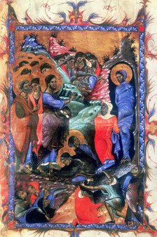 Jesus raising Lazarus after four days, c1280. Artist: Unknown