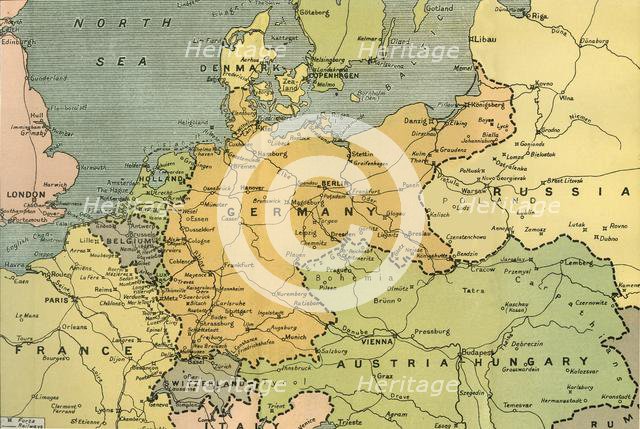 'Map of Central Europe, Showing the Principal Theatre of War', 1919. Creator: London Geographical Institute.