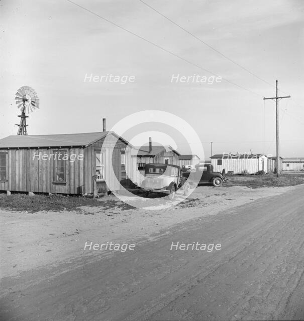 Rented cabins, ten dollars a month...Arkansawyers auto camp, Greenfield, Salinas Valley, CA, 1939. Creator: Dorothea Lange.