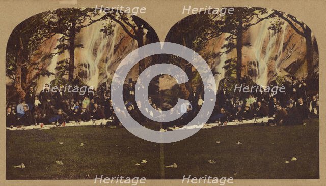 Picnic at Powerscourt Waterfall, County Wicklow, Ireland, about 1860. Creator: London Stereoscopic & Photographic Co.