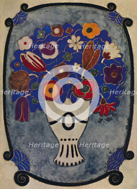 'Bookbinding in Parchment, Tooled and Coloured', 1914. Artist: André Mare.