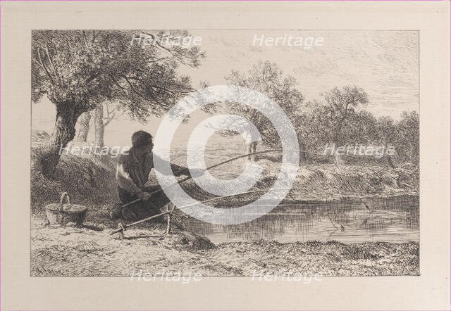 Pêche au Vif, 1864. Creator: Charles Emile Jacque.