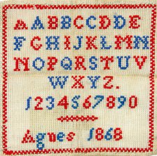 Sampler, 1868. Creator: Unknown.