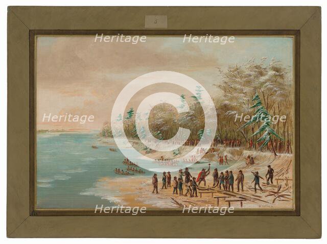 La Salle Driving the First Bolt for the Griffin. January 26, 1679, 1847/1848. Creator: George Catlin.