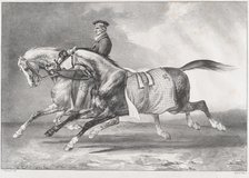 Two Dappled-Grey Horses Being Exercised, 1822. Creator: Theodore Gericault.