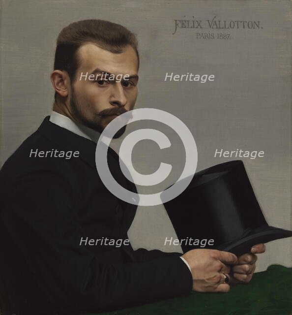 Portrait of Félix Jasinski Holding his Hat, 1887. Creator: Felix Vallotton.