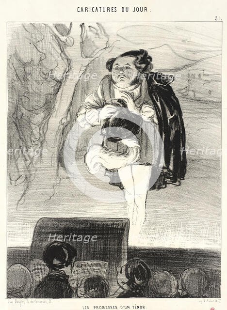 Les Promesses d'un ténor, 1842. Creator: Honore Daumier.