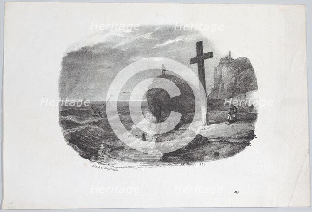 Cliff of Fécamp, 1820. Creator: Émile Jean-Horace Vernet.