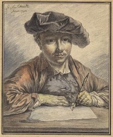 Self-Portrait Sketching, 1752. Creator: Georg Friedrich Schmidt.