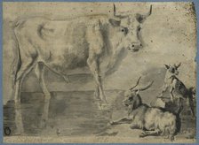 An ox and two goats, unknown date. Creator: Anon.