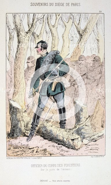 'Officier du Corps des Forestiers', Siege of Paris, Franco-Prussian War, 1870-1871.  Artist: Anon