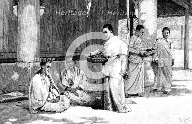 Sketches in Burmah: a Buddhist monastery - Burmese nuns or female servants of the pagodas, 1890. Creator: Unknown.